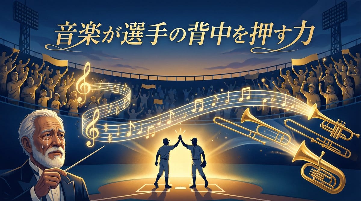 ブラスバンドの音楽が流れ、選手たちが力をもらう感動的な球場のシーン