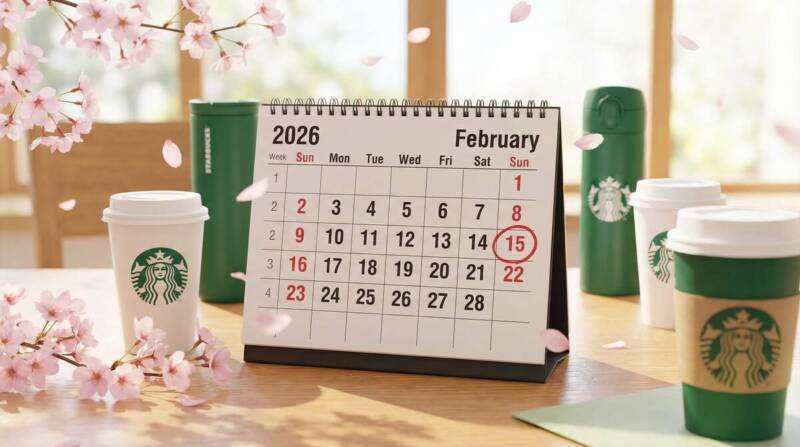 スターバックスさくらシリーズの発売日カレンダーと桜の花びら