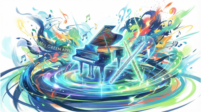 Mrs. GREEN APPLEのキーボードとフルートを中心としたステージイメージ