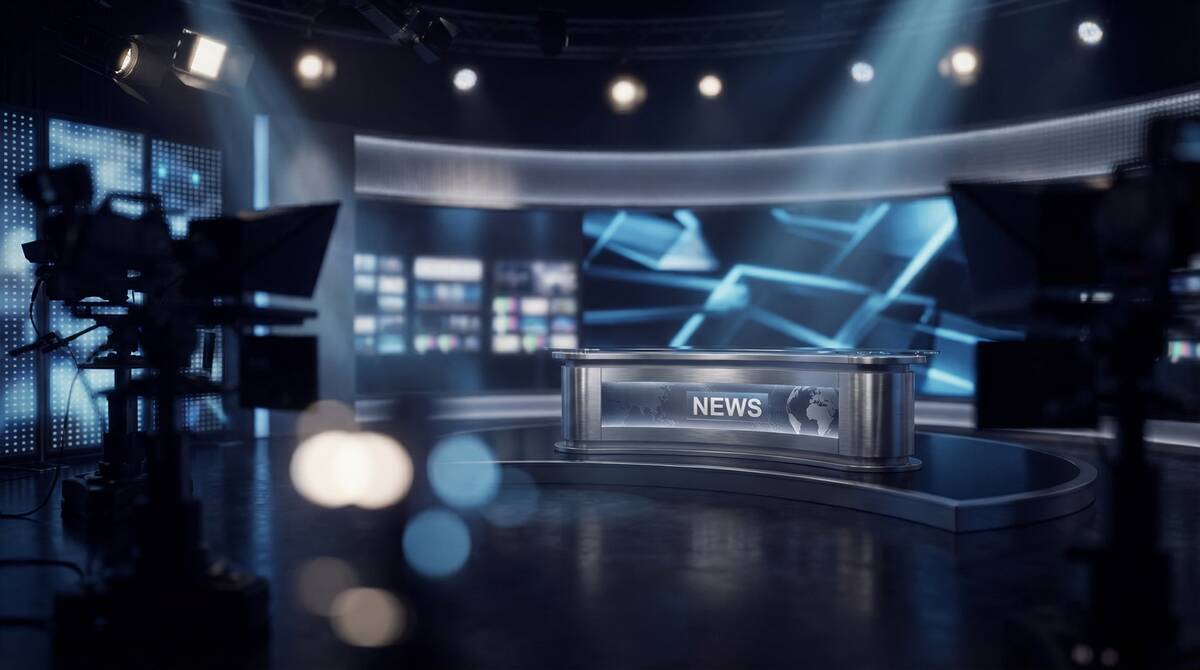 NHKの報道スタジオを象徴するプロフェッショナルな放送環境のイメージ画像