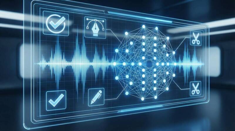 TypelessのAI自動編集機能を示すコンセプトアート