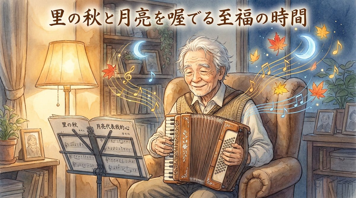 里の秋と月亮代表我的心をアコーディオンで奏でる至福の時間