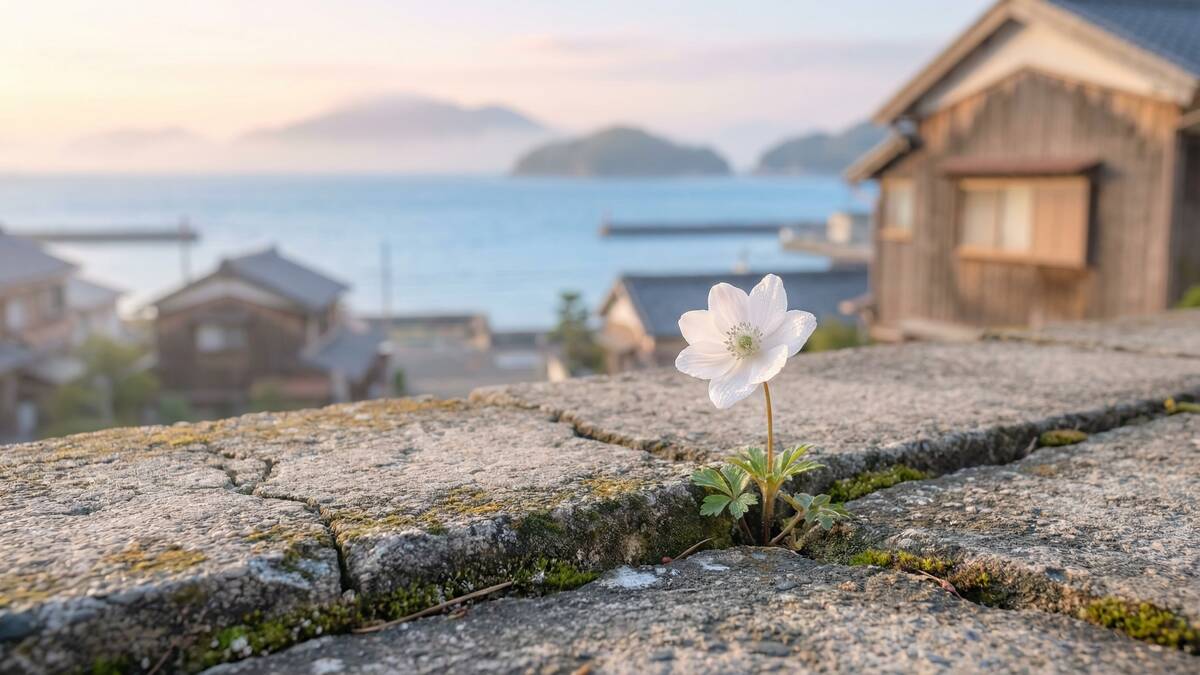 花は咲く まとめ 白い花 コンクリートの割れ目 復興の希望 日本の沿岸