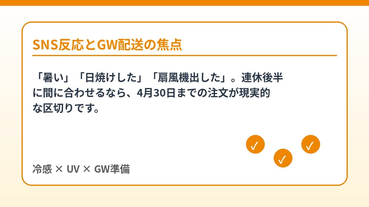 冷感UV対策 SNS反応とGW配送 2026