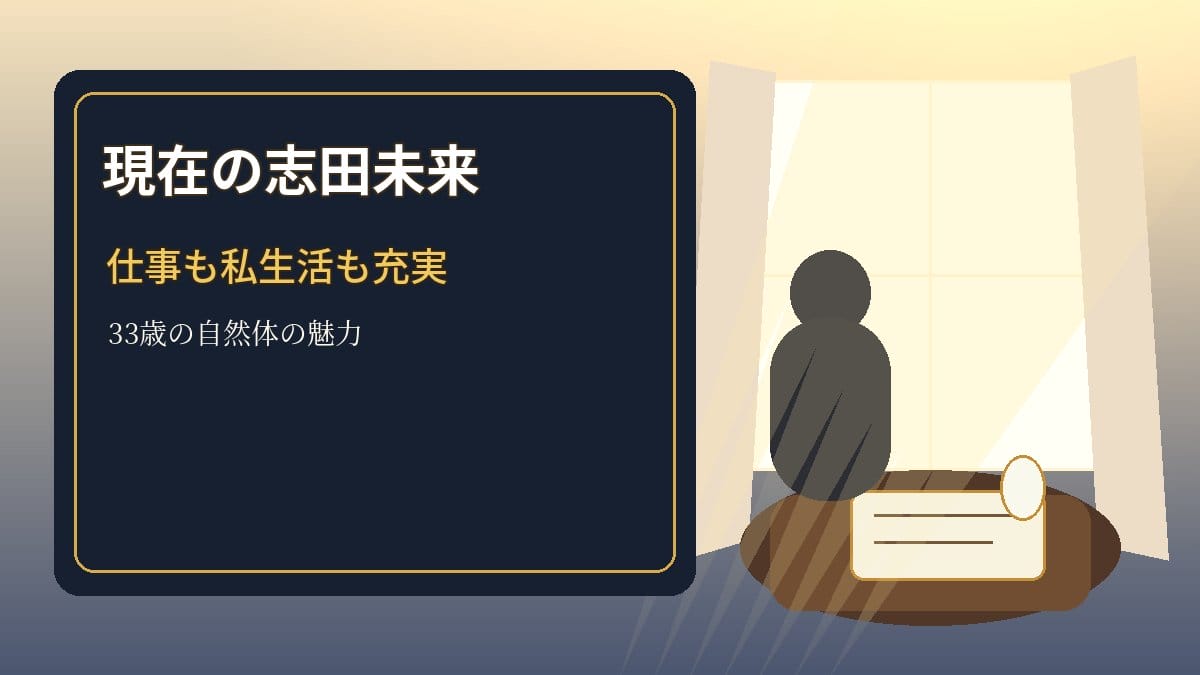 志田未来さんの現在の充実した生活と33歳の魅力を伝えるイメージ