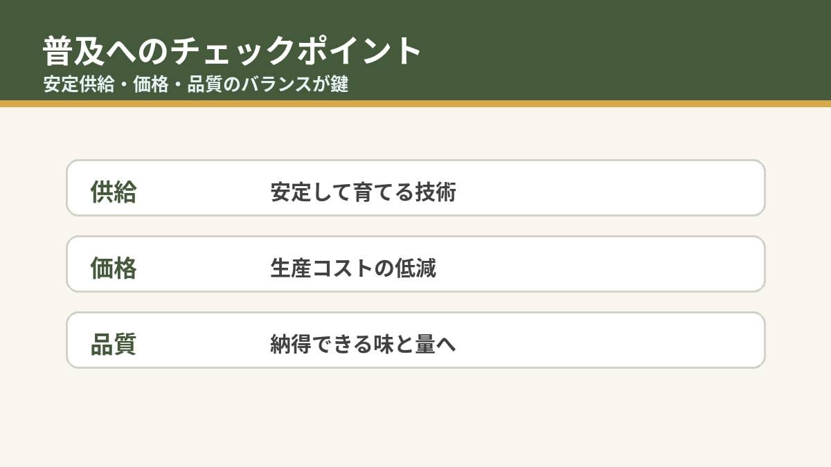 完全養殖ウナギが食卓に広がるための要点をまとめた図解