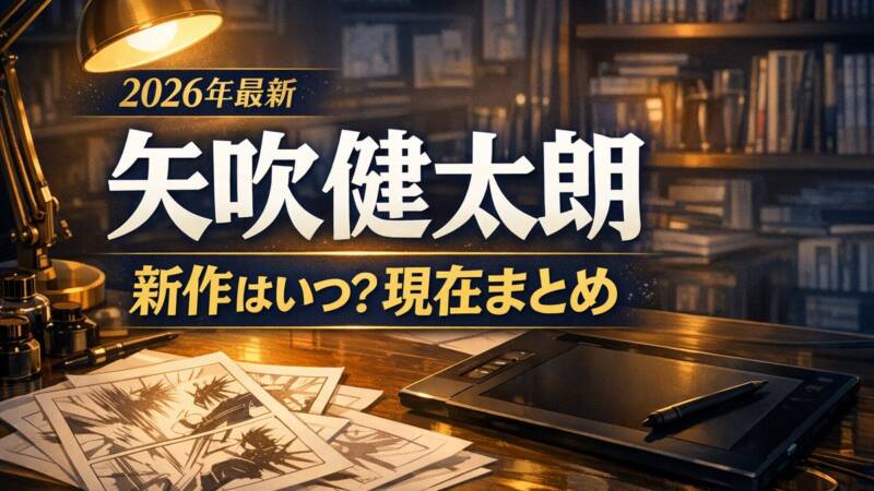 矢吹健太朗先生の2026年最新情報と新作予想、現在の活動をまとめたアイキャッチ画像。