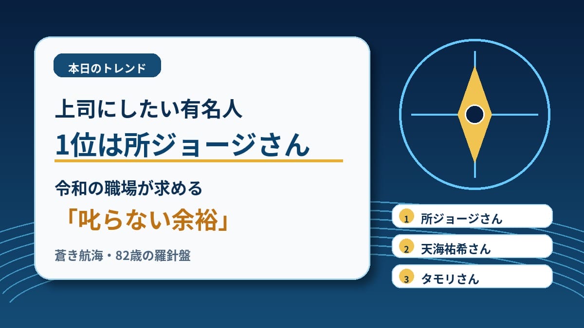 上司にしたい有名人ランキングと令和の理想の上司像を表す濃紺のアイキャッチ画像