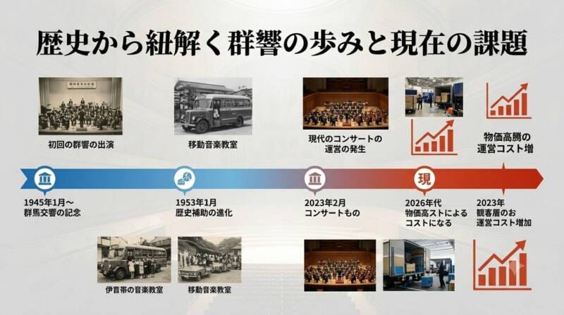 群馬交響楽団の歴史と課題のタイムライン