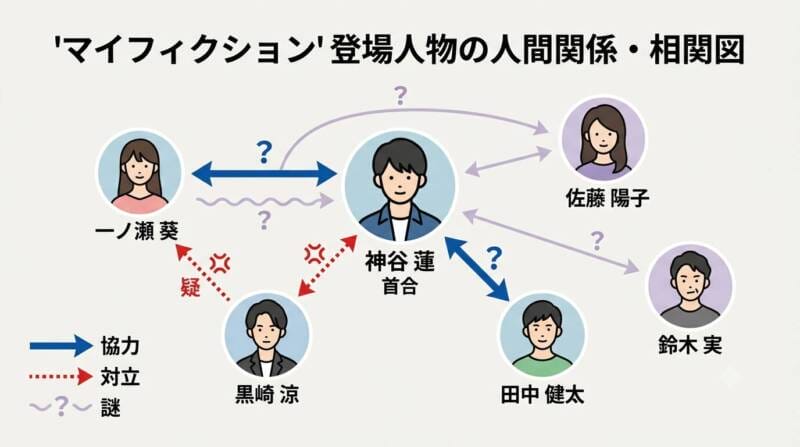 ドラマ「マイフィクション」の主要キャスト相関図