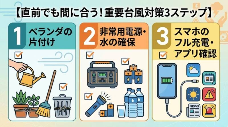 台風上陸直前に実践すべき3つの対策ステップ