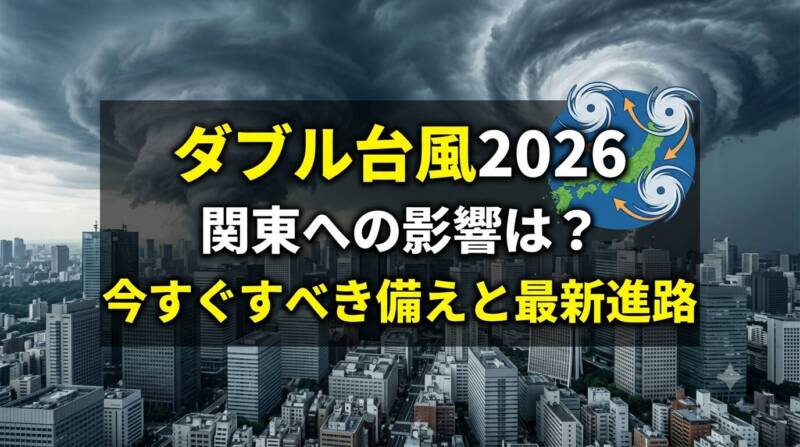 ダブル台風2026の関東への影響と対策イメージ