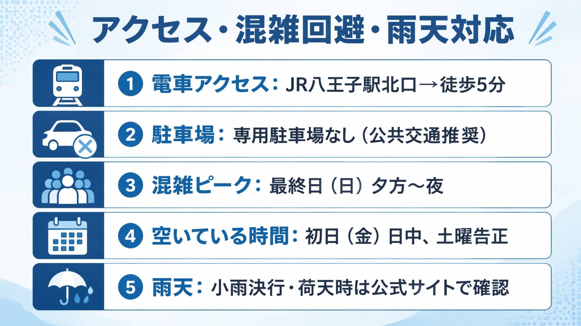 八王子まつり2026 アクセス・混雑・雨天対策