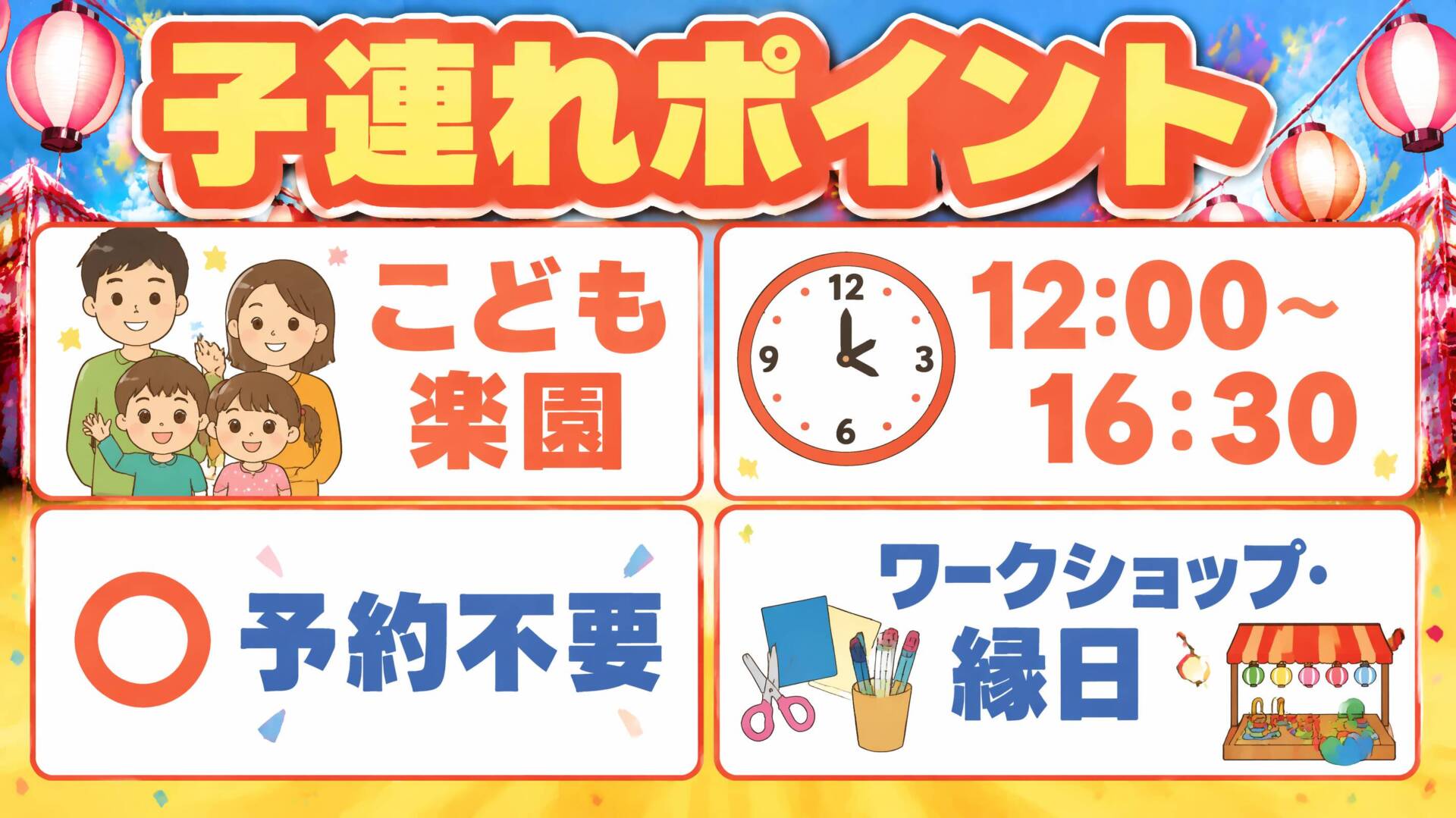 豊中まつり2026の子連れ向けこども楽園の時間と内容をまとめた図解