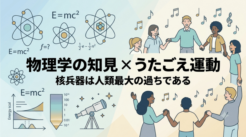 物理学の知見とうたごえ運動による核兵器廃絶への想いを示す図解