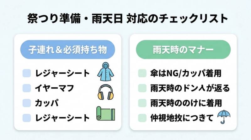 雨天時の持ち物チェックリストと観覧マナー