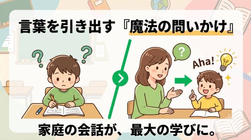 親子の会話から子どもの思考力と言葉を引き出す魔法の問いかけ図解