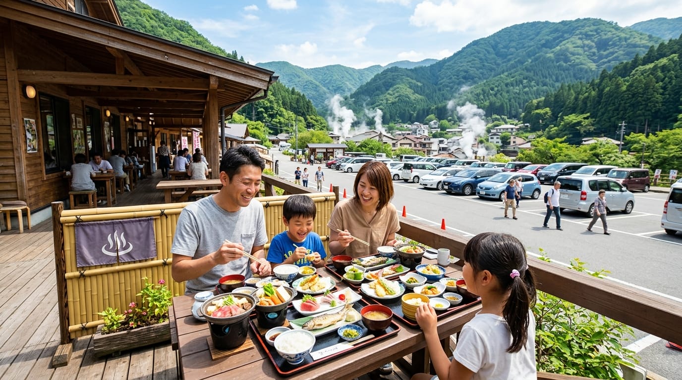 道の駅や食事と組み合わせて楽しむ温泉旅のイメージ画像