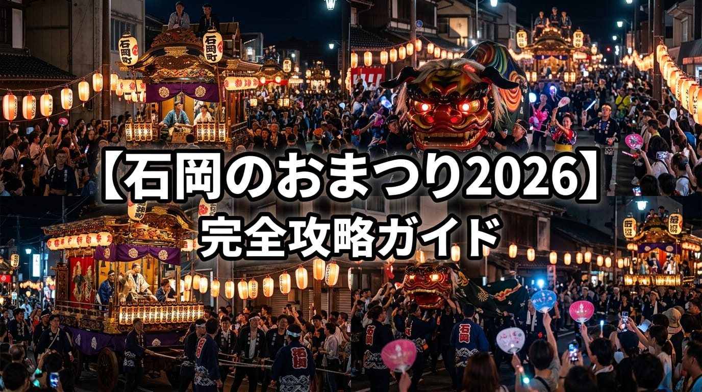 石岡のおまつり2026の山車と幌獅子の迫力ある巡行風景