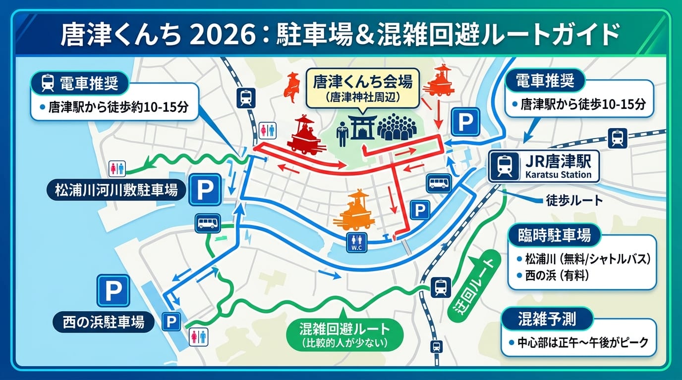 唐津くんち2026の臨時駐車場・交通規制・混雑回避ルートマップ