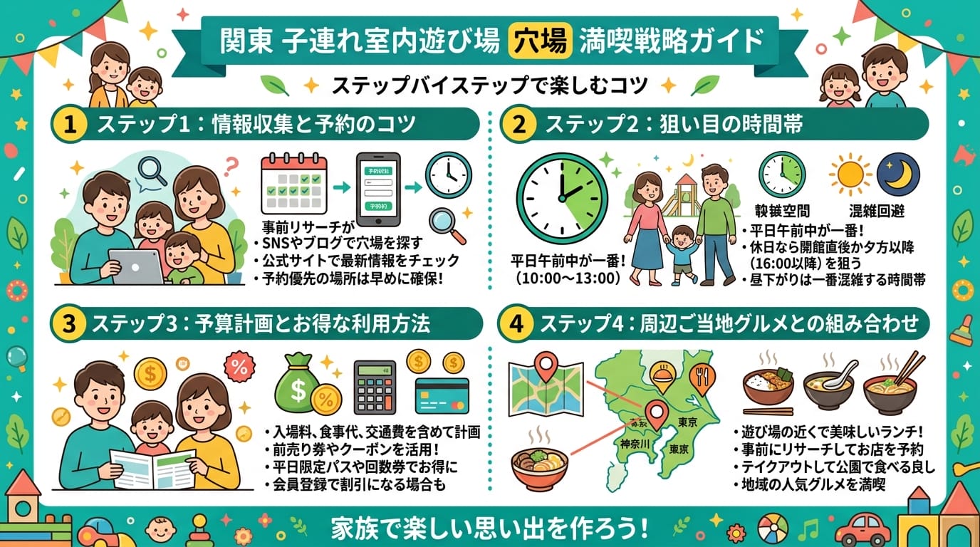 子連れ室内遊び場穴場関東の混雑回避と節約術インフォグラフィック