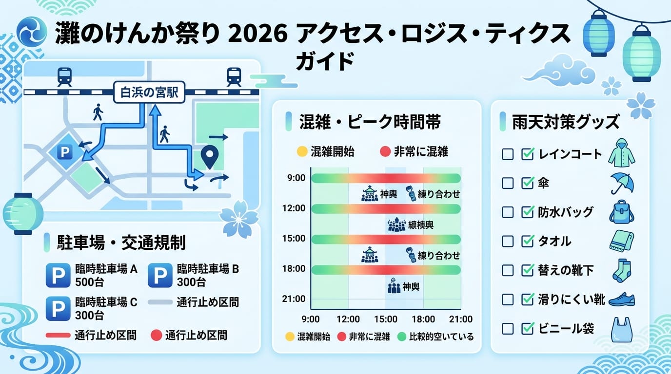 灘のけんか祭り2026のアクセス・駐車場・雨天対策をまとめた攻略マップ