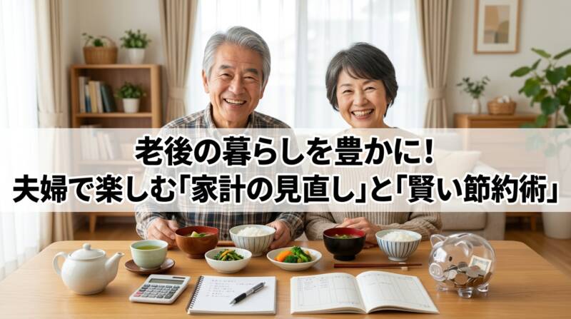 シニア夫婦が日用品や家計を見直す節約生活のイメージ