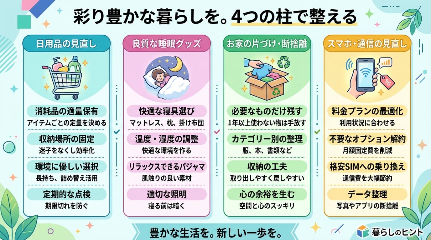 シニア向け節約生活防衛グッズ比較を整理した概要インフォグラフィック