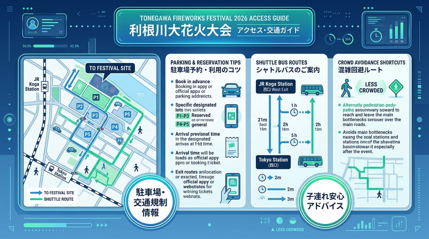 利根川大花火大会2026の駐車場・交通規制・アクセス混雑回避マップ