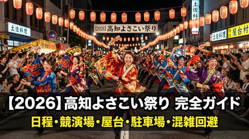 高知よさこい祭り2026の華やかな踊りと鳴子踊りの様子