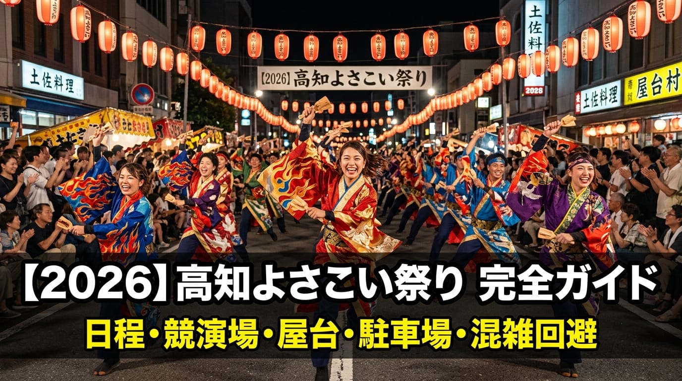 高知よさこい祭り2026の華やかな踊りと鳴子踊りの様子