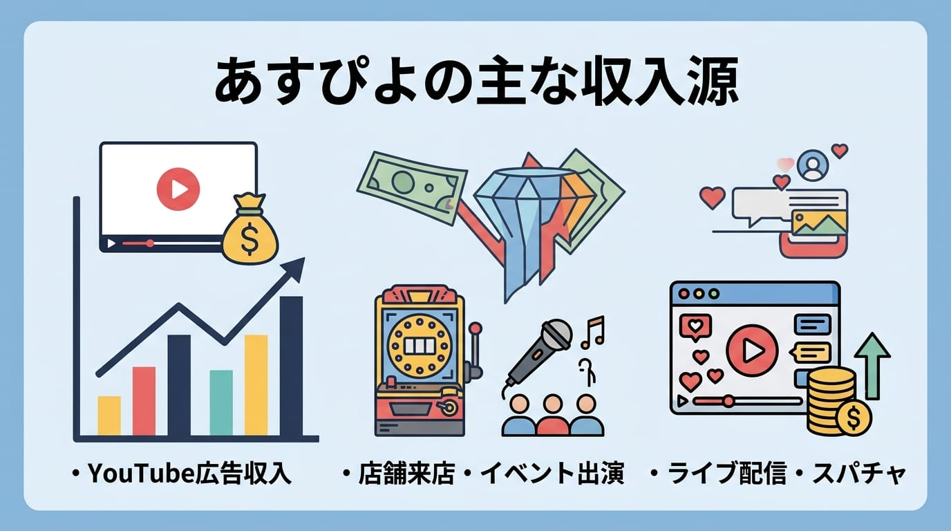 あすぴよの推定収入源の内訳インフォグラフィック