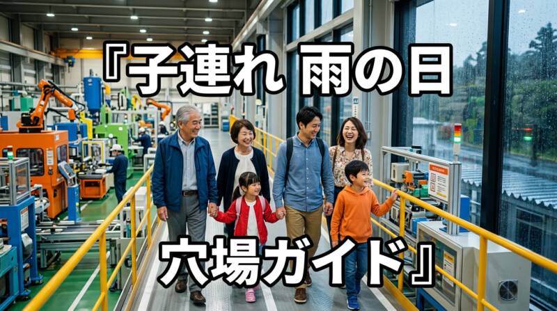 雨の日に子連れで楽しむ工場見学穴場スポットを紹介するアイキャッチ画像