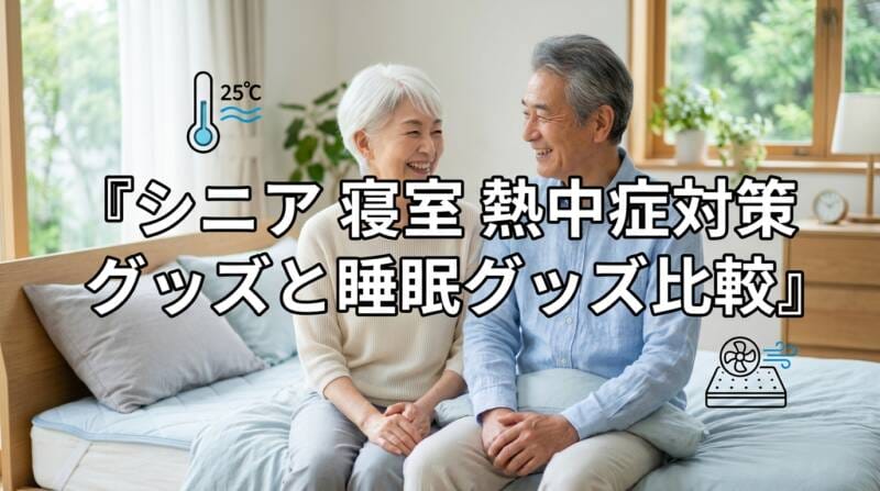シニア 寝室 熱中症対策 グッズと睡眠グッズ比較を分かりやすくまとめたアイキャッチ画像